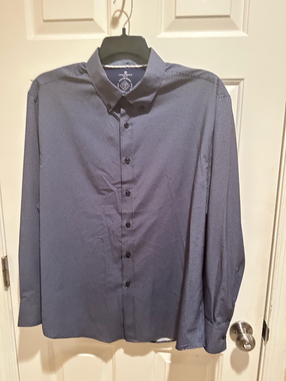 ConStruct Men's Blue Microdot 4 Way Stretch Wrinkle Free Long Sleeve Shirt Sz XL